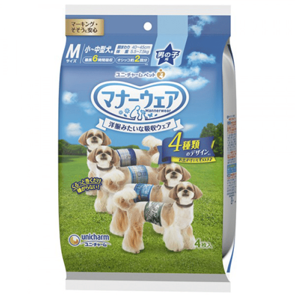Unicharm 公⽝⽤禮儀褲-M-碼 5.5-7.5kg 40-45cm 4片 (ucj1m1) (圖片1)