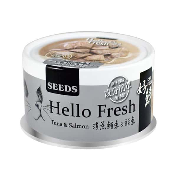 SEEDS 貓罐頭 Hello Fresh好鮮燉湯 清蒸鲔⿂+鮭魚 80g (hfb02s) (圖片1)
