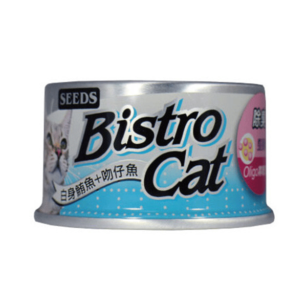 SEEDS 貓罐頭 Bistro機能鮪魚銀罐 ⽩身鮪⿂+吻仔⿂+Oligo 80g (bc06)  (圖片1)