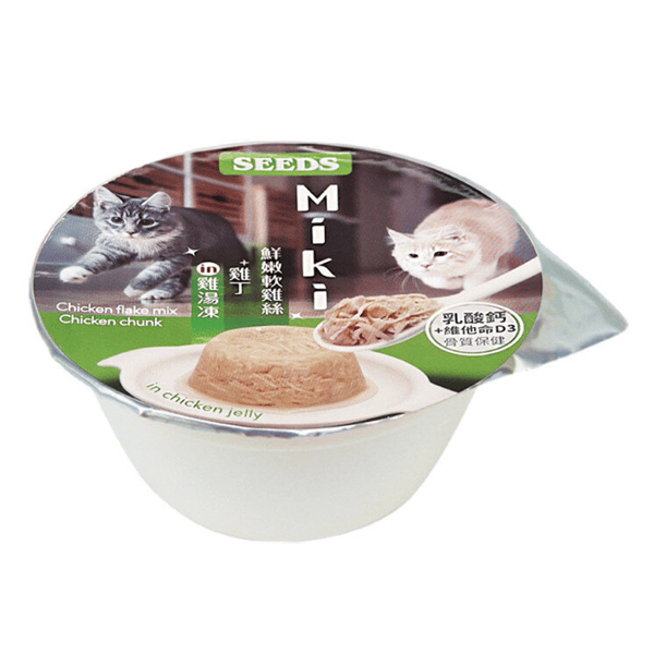 SEEDS 貓罐頭 Miki 特級機能愛貓餐杯 鮮嫩軟雞絲+雞丁in 雞湯凍 80g (miki01)  (圖片1)