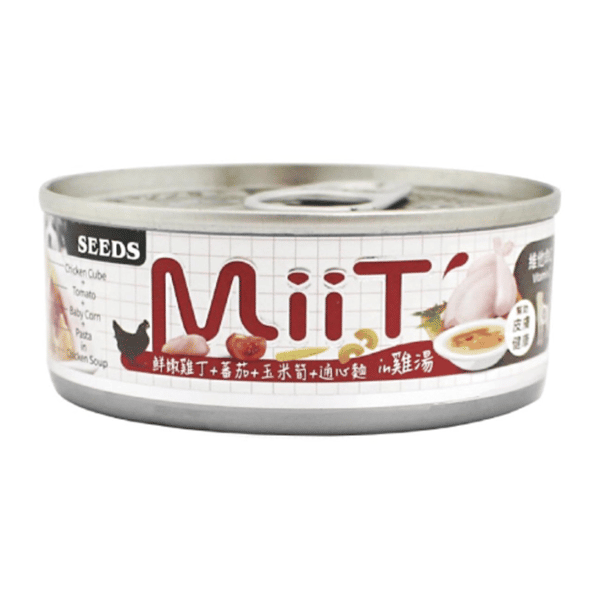 SEEDS 狗罐頭 MiiT雞丁機能湯罐 鮮嫩雞丁鮮雞湯佐番茄玉米筍通心粉 80g (mt01) (圖片1)