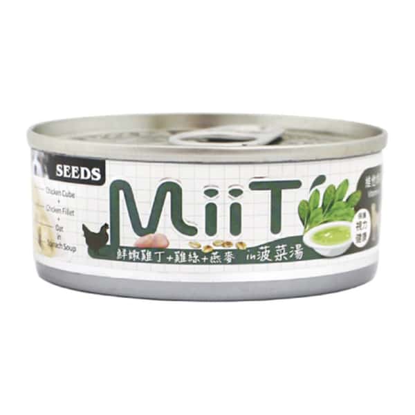 SEEDS 狗罐頭 MiiT雞丁機能湯罐 鮮嫩雞丁菠菜湯佐雞絲燕⿆ 80g (mt04)  (圖片1)