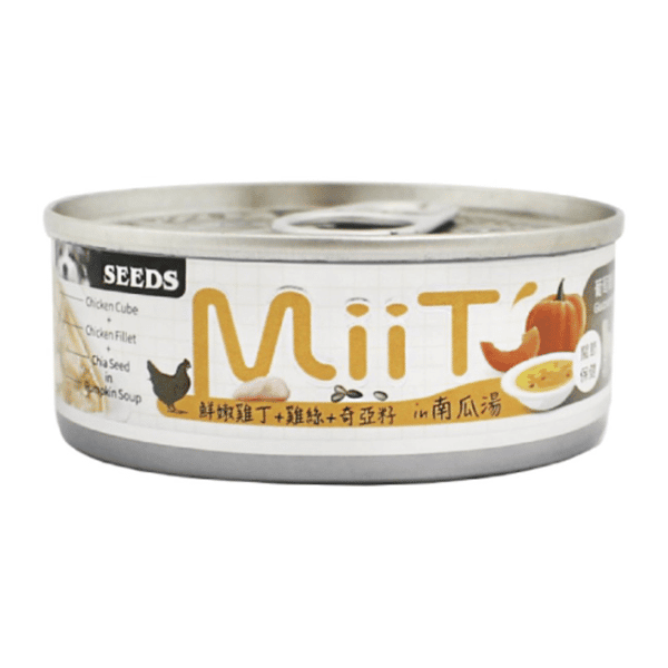 SEEDS 狗罐頭 MiiT雞丁機能湯罐 鮮嫩雞丁南⽠湯佐雞絲奇亞籽 80g (mt05)  (圖片1)