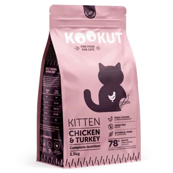 KOOKUT KOOKUT 天然無穀物幼貓糧 雞肉火雞肉 1.5kg 5kg 正面圖