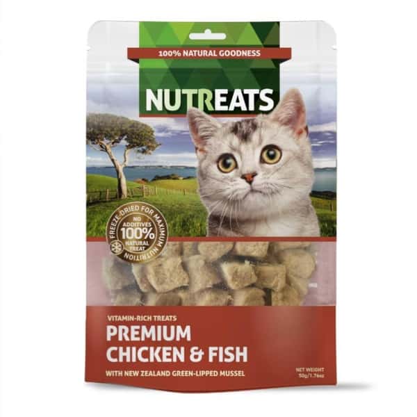 Nutreats Nutreats 貓零食 紐西蘭凍乾雞肉+魚+青口 50g 50g 正面圖