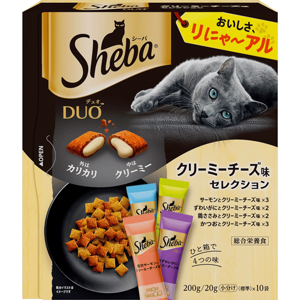 Sheba Duo 貓零食 日本貓貓夾心酥 奶油芝士味 20g 10袋入 (圖片1)