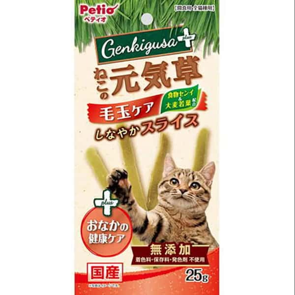 Petio Petio 日本產 貓零食 去毛球腸胃健康護理貓草切片 25g 25g 正面圖