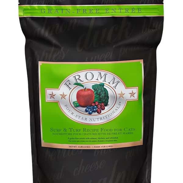 Fromm福摩 Fromm福摩 貓糧 無穀物全貓糧 三文魚雞鴨蔬果配方 4lb 4lb 正面圖
