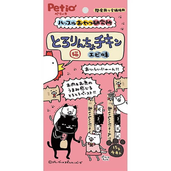 Petio 貓零食 水分補充 雞肉+蝦肉醬 15gx4本 (90603130) (圖片1)
