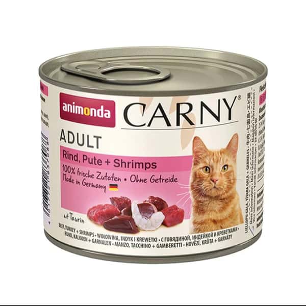 Animonda Animonda Carny 無穀物成貓主食罐 牛+火雞+蝦 200g 200g 正面圖
