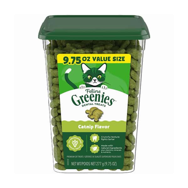Greenies Greenies Feline貓齒靈 貓零食 貓貓潔齒餅 珍寶桶 貓草味 9.75oz 75oz  正面圖