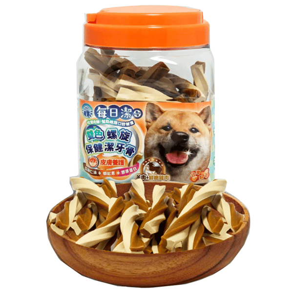 每日潔 雙色螺旋保健潔牙骨 桶裝 皮膚養護 羊肉+雞肉 300g (7164)  (圖片1)