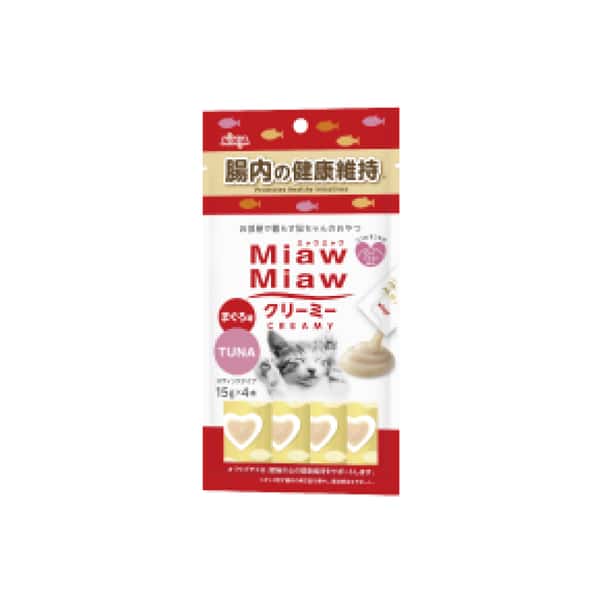 AIXIA AIXIA 愛喜雅 MiawMiaw 貓零食 肉泥餐包 腸道配方 鮪魚味 15g x 4條裝 15g  正面圖