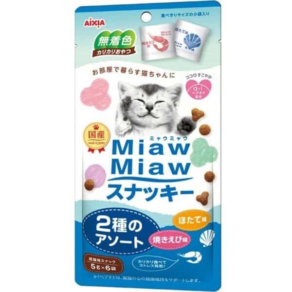 AIXIA AIXIA 愛喜雅 MiawMiaw 日本貓脆餅 烤蝦+扇貝味 30g 30g 正面圖