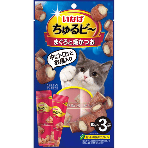 CIAO 貓零食 軟心粒粒零食 槍魚和烤鰹魚味 10g×3袋 (QSC-265) (圖片1)