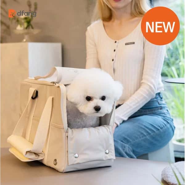 Dfang Dfang 寵物外出袋 淺灰色 45cmX19cmX29cm 6kg 背面圖