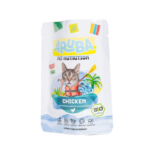 Aruba Aruba 貓濕糧 有機雞肉配南瓜.青瓜.聖薊 主食鮮食包 70g 70g 正面圖