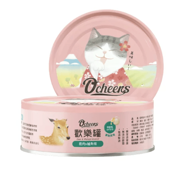 O'cheers 歡樂城市 營養滴精無膠主食貓罐頭 鹿肉 x 鱸魚精(慕斯) 80g (OCH0002) (圖片1)