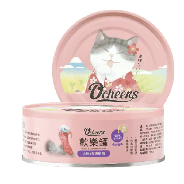 O'cheers 歡樂城市 營養滴精無膠主食貓罐頭 火雞 x 石斑魚精 (肉泥) 80g (OCH0006) (圖片1)