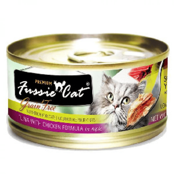 Fussie Fussie Cat 貓罐頭 黑鑽 吞拿魚+雞肉 Tuna with Chicken 80g Formula in Aspic 80g 正面圖