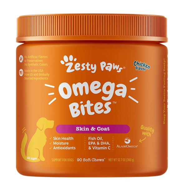 Zesty Paws 皮毛護理 奧米加咀嚼軟粒 OMEGA BITES CHICKEN 90CT JAR (003268) (圖片1)