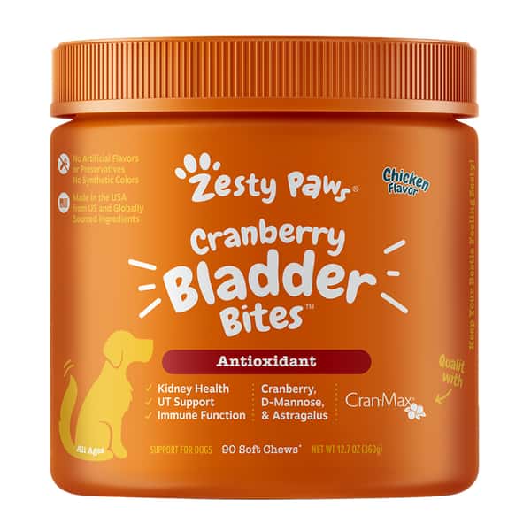 Zesty Zesty Paws 蔓越莓咀嚼軟粒 CRANBERRY BITES CHICKEN 90CT JAR 正面圖