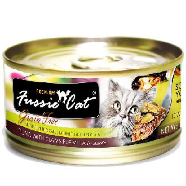 Fussie Cat 貓罐頭 黑鑽 吞拿魚+BB蜆 Tuna with Clams Formula in Aspic 80g (深啡) (FU-BCC) (圖片1)