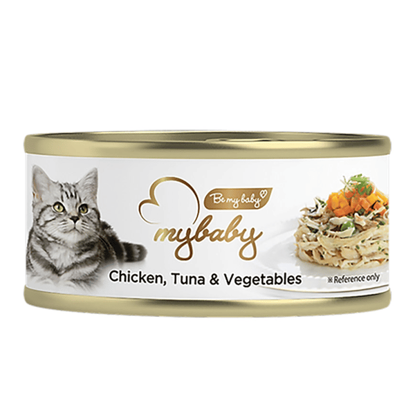 My My baby 貓罐頭 雞及吞拿魚及蔬菜 Chicken with Tuna with Vegetables 85g 85g 正面圖