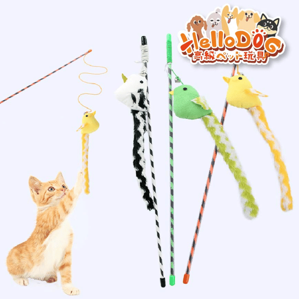 HelloDOG HelloDOG 玩具嚴選 貓貓長尾巴逗貓棒 1件 正面圖