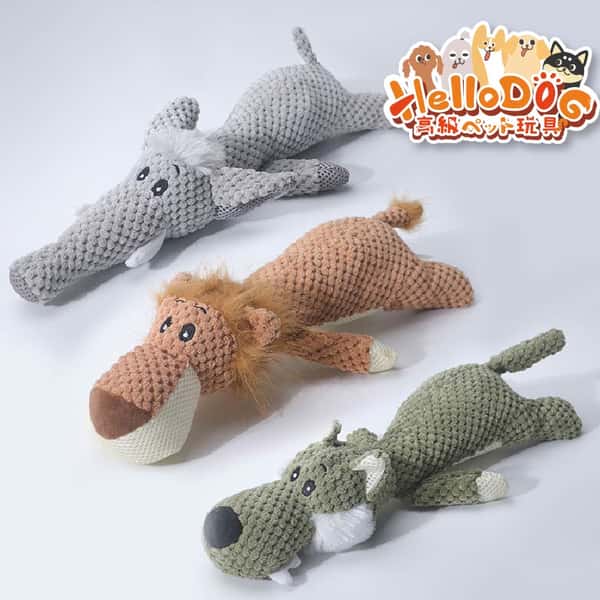 HelloDOG 玩具嚴選 咇咇發聲狗玩具 獅子大象野狼 1件 (隨機款) (圖片1)