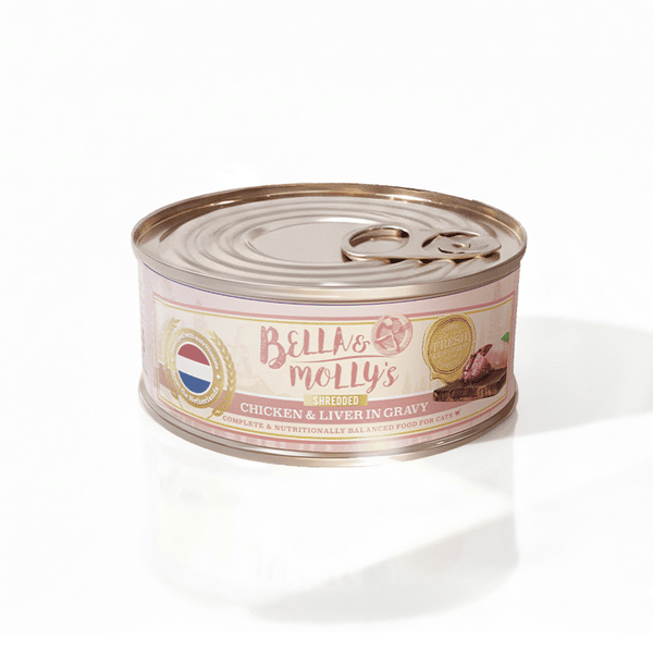 Bella & Molly's 荷蘭罐 貓罐頭 AAFCO 主食罐 挑咀配方 雞肝及雞絲肉汁 80g (圖片1)