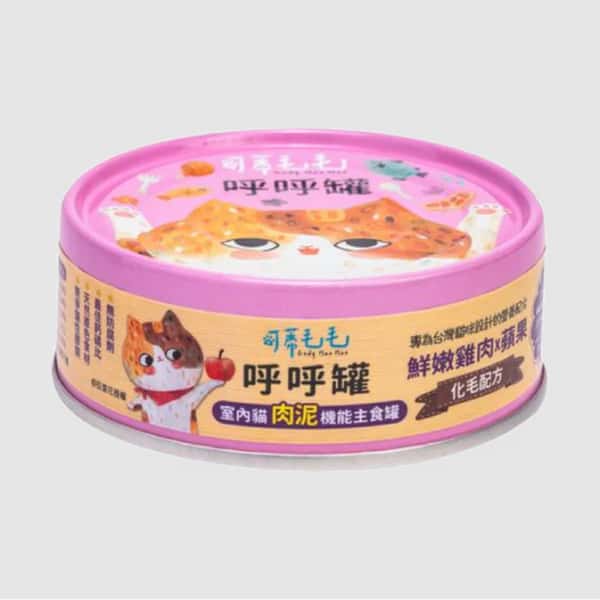 可蒂毛毛 可蒂毛毛 貓罐頭 機能主食呼呼罐 鮮嫩雞肉+蘋果 化毛配方 80g CM-000 80g  正面圖
