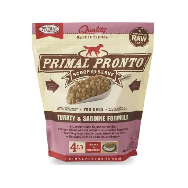 Primal Primal 狗糧 急凍鮮肉粒系列 火雞及沙甸魚配方 4lb 4lb  正面圖