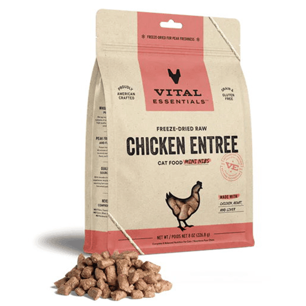 VITAL ESSENTIALS 貓糧 凍乾脫水生肉糧 迷你肉粒 雞肉 8oz (690022) (圖片1)