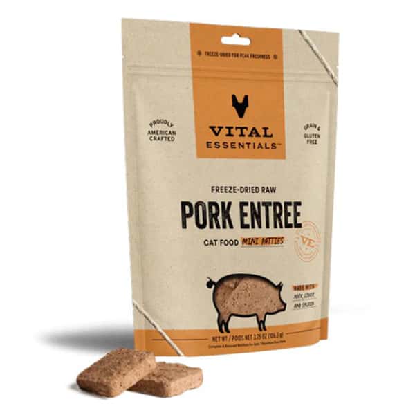 VITAL VITAL ESSENTIALS 貓糧 凍乾脫水生肉糧 迷你肉餅 豬肉 8oz 8oz  正面圖