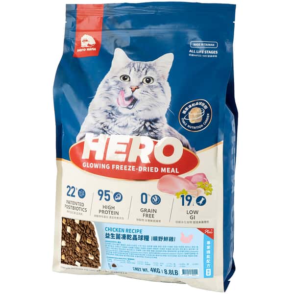 HeroMama 貓糧 益生菌晶球糧 機能護膚鮮雞 4kg (圖片1)
