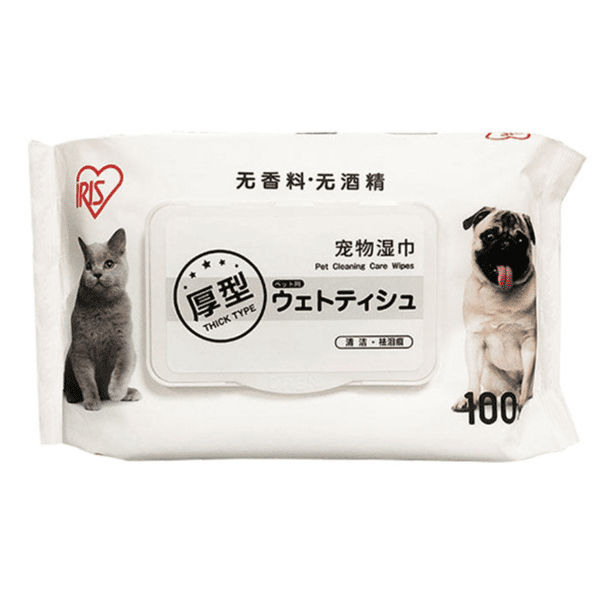 IRIS 貓狗寵物濕紙巾 日常護理 除蟎除耳垢去淚痕 100片 (白色) (圖片1)