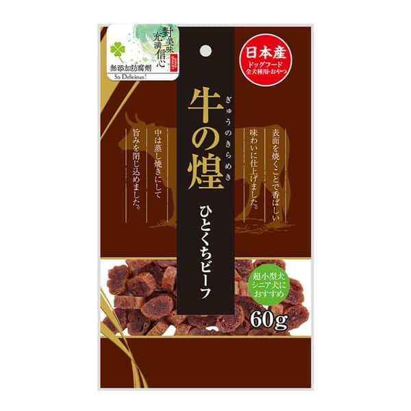 日本Q-Pet 日本Q-Pet 狗小食 牛の煌 厚切牛肉片 60g 60g 正面圖