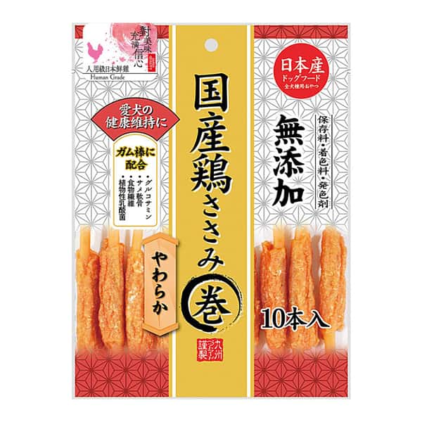日本Q-Pet 日本Q-Pet 狗小食 愛情餐廳 雞肉鯊魚軟骨棒 10本 83g 83g 正面圖