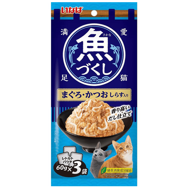 CIAO 袋裝貓濕糧 日本 INABA 魚盛 吞拿魚+鰹魚+白飯魚 60g×3袋 (TCR-172) (圖片1)