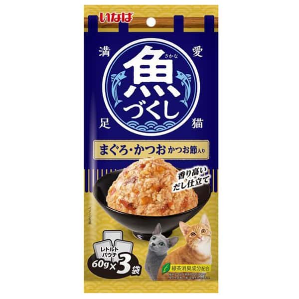 CIAO 袋裝貓濕糧 日本 INABA 魚盛 吞拿魚+鰹魚+木魚 60g×3袋 (TCR-174) (圖片1)