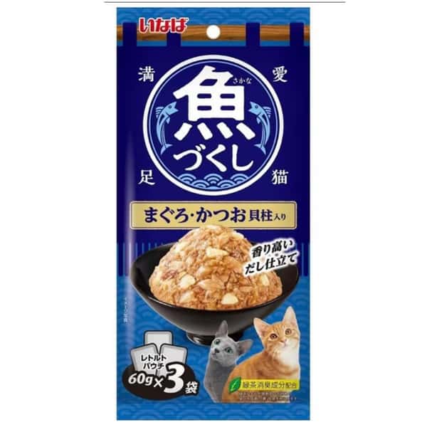 CIAO 袋裝貓濕糧 日本 INABA 魚盛 吞拿魚+鰹魚+扇貝 60g×3袋 (TCR-176) (圖片1)