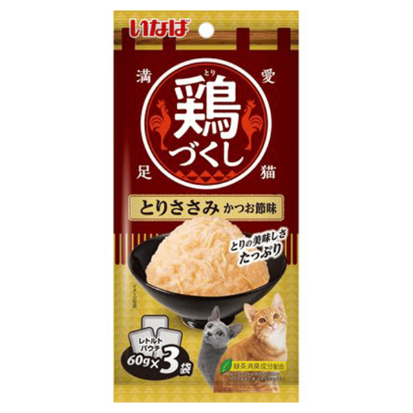 CIAO 貓濕糧 日本 INABA 全雞宴軟包 雞肉 鰹魚節味 60g×3袋 (QCR-92) (圖片1)
