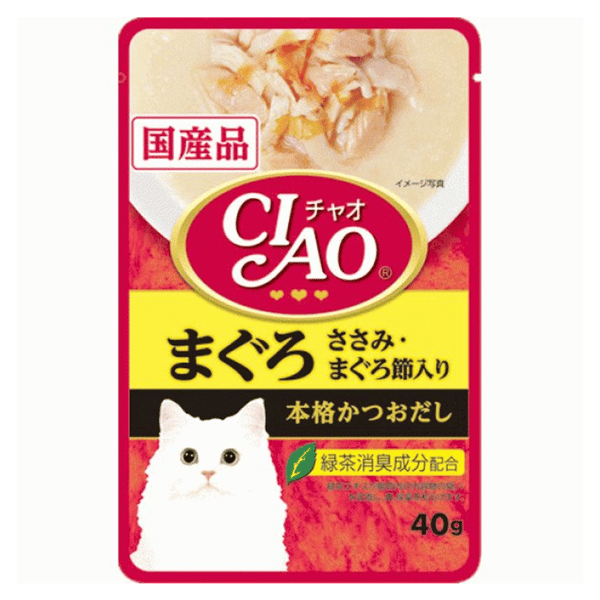 CIAO 日本貓濕糧 鰹魚湯底 吞拿魚+雞肉+吞拿魚片 40g (IC-208)  (圖片1)