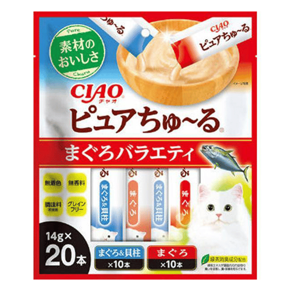 CIAO 貓零食 Pure超奴醬 吞拿魚Party 14g×20 (TSC-215) (圖片1)