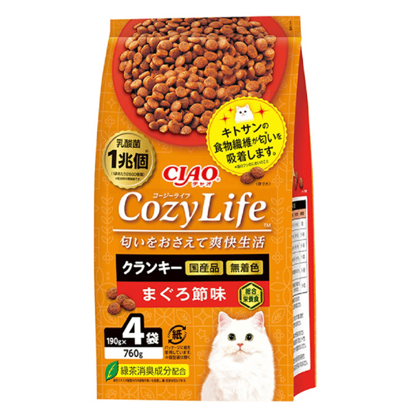 CIAO 爽快生活乳酸菌+甲殼素貓糧 吞拿魚乾味 190g×4 (P-331) (圖片1)
