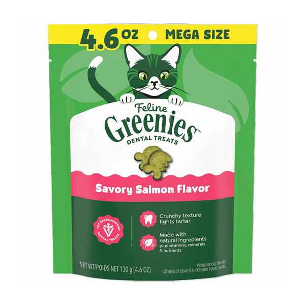Greenies貓齒靈 貓零食 潔齒餅 Savory Salmon Flavor 三文魚 4.6OZ (GR205/10205312) (新舊包裝隨機發貨) (圖片1)