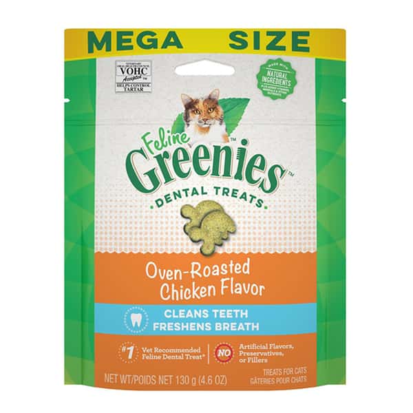 Greenies貓齒靈 貓零食 潔齒餅 Oven Roasted Chicken Flavor 烤雞 4.6OZ (GR201/10205250) (新舊包裝隨機發貨) (圖片3)