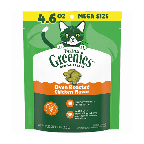 Greenies貓齒靈 貓零食 潔齒餅 Oven Roasted Chicken Flavor 烤雞 4.6OZ (GR201/10205250) (新舊包裝隨機發貨) (圖片1)