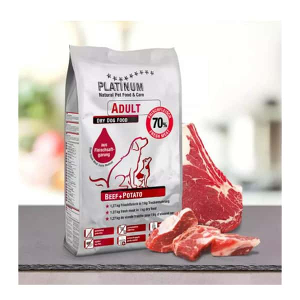 PLATINUM PLATINUM 狗糧 無穀物成犬配方 鮮牛肉 + 馬鈴薯 10kg 或 10kg 正面圖